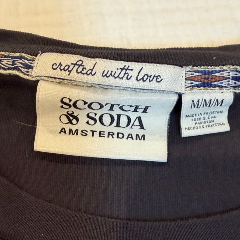 Scotch & Soda Black Short-Sleeve Pocket Tee Size Medium Charcoal Grey - Picture 3 of 6